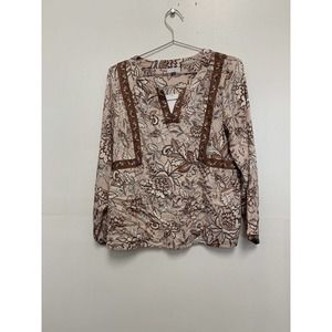 NWT J Jill Blouse Floral Rayon Blend Size Small Petite